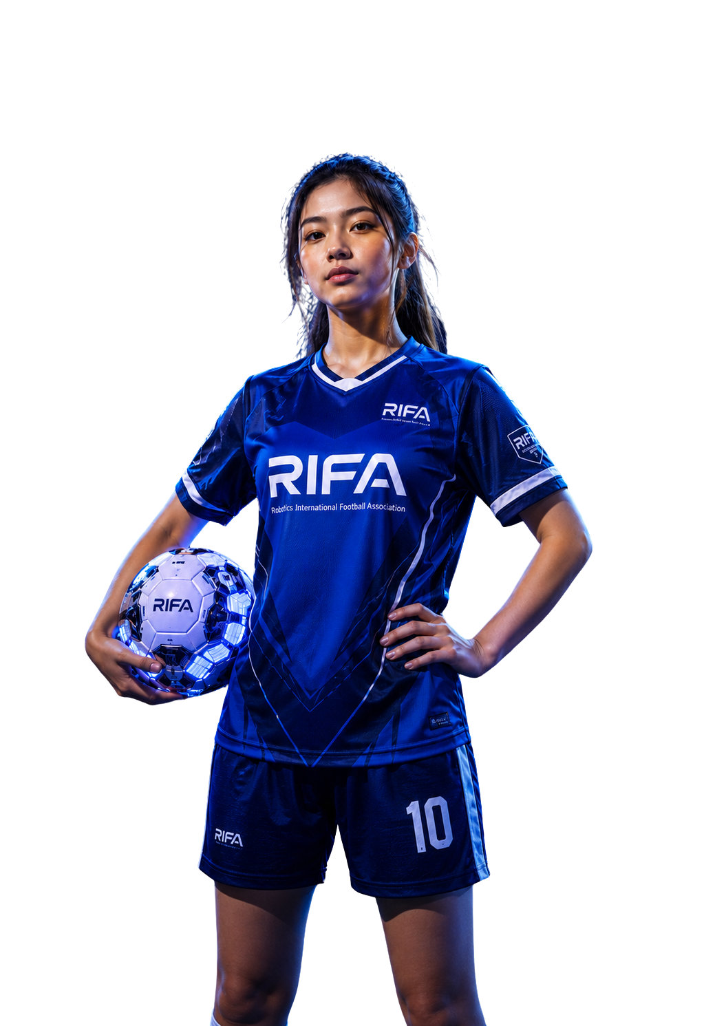 RIFA player holding a robotic football